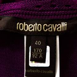Pre Owned Roberto Cavalli Fuschia Crochet Knit Sleeveless Maxi Dress S 