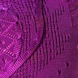 Pre Owned Roberto Cavalli Fuschia Crochet Knit Sleeveless Maxi Dress S 