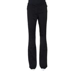 Pre Owned بنطلون روبرتو كافالي واسع مفصل صوف مرن أسود مقاس وسط (ميديوم)