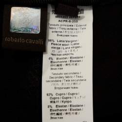 Pre Owned بنطلون روبرتو كافالي واسع مفصل صوف مرن أسود مقاس وسط (ميديوم)