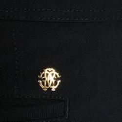 Pre Owned بنطلون روبرتو كافالي واسع مفصل صوف مرن أسود مقاس وسط (ميديوم)