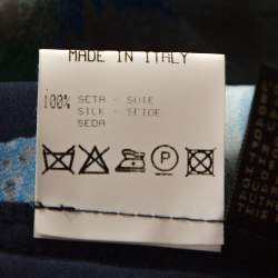 مملوكة مسبقًا Roberto Cavalli Navy Blue Floral Print Silk Satin Flared Maxi Skirt L