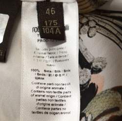 مملوكة مسبقًا توب قفطان روبرتو كافالي هيرا حرير مطبوع متعدد الألوان بحزام مقاس كبير (لارج)