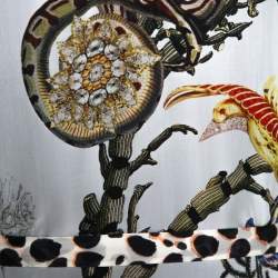 مملوكة مسبقًا توب قفطان روبرتو كافالي هيرا حرير مطبوع متعدد الألوان بحزام مقاس كبير (لارج)