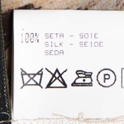 Pre Owned بلوزة روبرتو كافالي حرير بني نقشة الفهد بأكمام طويلة مقاس متوسط (ميديوم)