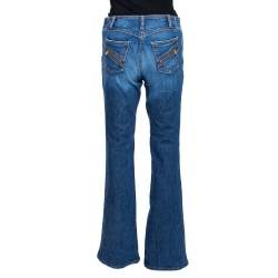 Pre Owned Roberto Cavalli Dark Blue Denim Light Wash Flared Jeans M