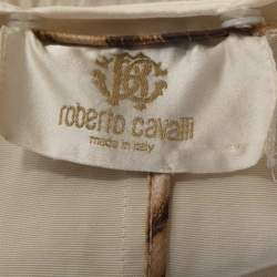 Pre Owned Roberto Cavalli Cream Cotton Blend Ruffle Detail Jacket M