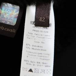 Pre Owned Roberto Cavalli Black Embellished Shearling Fur Lined Coat M