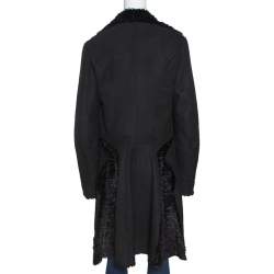 Pre Owned Roberto Cavalli Black Embellished Shearling Fur Lined Coat M