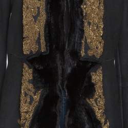 Pre Owned Roberto Cavalli Black Embellished Shearling Fur Lined Coat M