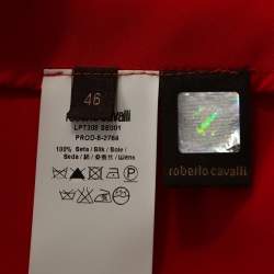 Pre Owned Roberto Cavalli Bright Orange Satin Silk Flared Maxi Skirt L