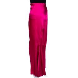 Pre Owned تنورة ماكسي روبرتو كافالي ساتان حرير بنفسجي مقاس كبير (لارج)