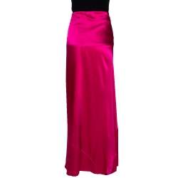 Pre Owned تنورة ماكسي روبرتو كافالي ساتان حرير بنفسجي مقاس كبير (لارج)