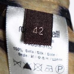 Pre Owned Roberto Cavalli Beige Leopard Print Silk Belted Kaftan M