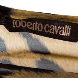 Pre Owned Roberto Cavalli Beige Leopard Print Silk Belted Kaftan M