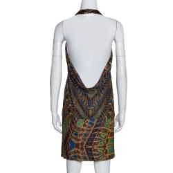 مملوكة مسبقًا Roberto Cavalli Multicolor Printed Silk Mini Halter Dress M