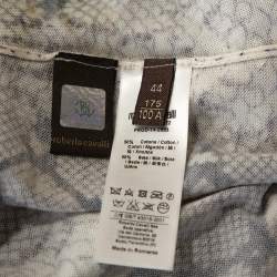 Pre Owned Roberto Cavalli Grey Snake Printed Knit Scoop Neck Top M