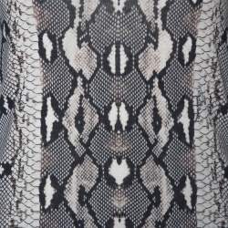 Pre Owned Roberto Cavalli Grey Snake Printed Knit Scoop Neck Top M