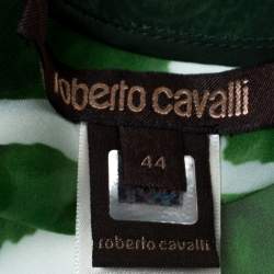 مملوكة مسبقًا Roberto Cavalli Green Paisley Print Silk Belted Kaftan Top M