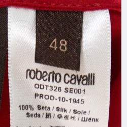 مملوكة مسبقًا تنورة ماكسي روبرتو كافالي حرير ساتان أحمر مقاس كبير (لارج)