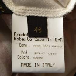 Pre Owned Roberto Cavalli White and Red Floral Print Off Shoulder Top L