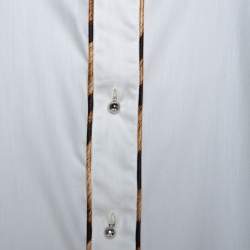 Pre Owned Roberto Cavalli White Cotton Contrast Detail Button Front Shirt L