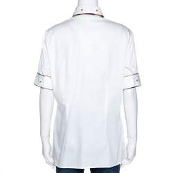 Pre Owned Roberto Cavalli White Cotton Contrast Detail Button Front Shirt L