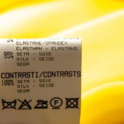 Pre Owned تنورة روبرتو كافالي حرير أصفر كاناري بكشكشة طبقات مقاس كبير (لارج)