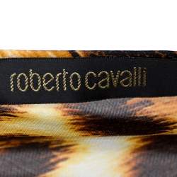 Pre Owned Roberto Cavalli Brown Animal Print Silk Sheer Maxi Kaftan L