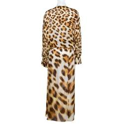 Pre Owned Roberto Cavalli Brown Animal Print Silk Sheer Maxi Kaftan L