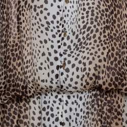 مملوكة مسبقًا فستان ماكسي روبرتو كافالي بني نقشة الفهد مقاس متوسط (ميديوم)