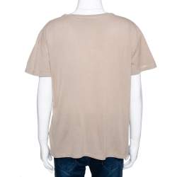 Pre Owned Roberto Cavalli Brown Logo Print Cotton Pique T-Shirt M