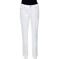 Pre Owned Roberto Cavalli White Denim Embellished Pocket Detail Jeans M