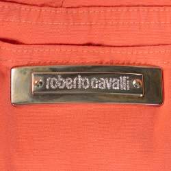 مملوكة مسبقًا Roberto Cavalli Coral Pink Cotton Logo Plaque Detail Jeans L