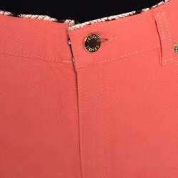 مملوكة مسبقًا Roberto Cavalli Coral Pink Cotton Logo Plaque Detail Jeans L