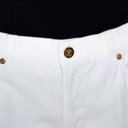 Pre Owned Roberto Cavalli White Denim Embellished Pocket Detail Jeans M