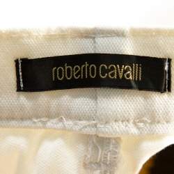 Pre Owned Roberto Cavalli White Denim Embellished Pocket Detail Jeans M