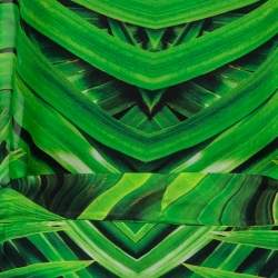 مملوكة مسبقًا Roberto Cavalli Green Printed Silk Belted Kaftan Top M