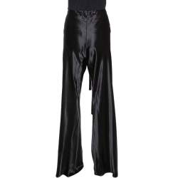 Pre Owned Roberto Cavalli Black Satin Front Tassel Tie Detail Pants M