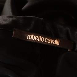 Pre Owned Roberto Cavalli Black Satin Front Tassel Tie Detail Pants M