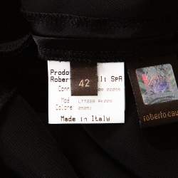 Pre Owned Roberto Cavalli Black Satin Front Tassel Tie Detail Pants M
