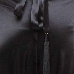 Pre Owned Roberto Cavalli Black Satin Front Tassel Tie Detail Pants M
