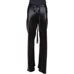 Pre Owned Roberto Cavalli Black Satin Front Tassel Tie Detail Pants M