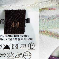 Roberto Cavalli Cream Floral Printed Silk Flared Pants M