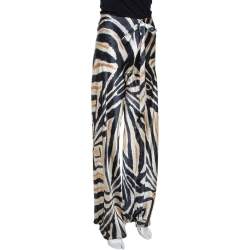 مملوكة مسبقًا Roberto Cavalli Two Tone Animal Printed Silk Pants M 