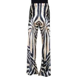 مملوكة مسبقًا Roberto Cavalli Two Tone Animal Printed Silk Pants M 