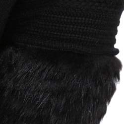 Pre Owned Roberto Cavalli Black Cashmere Blend Fur Lined Turtle Neck Sweater L