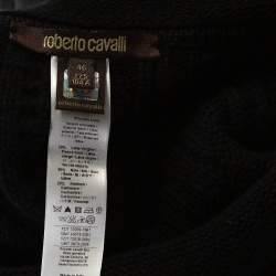 Pre Owned Roberto Cavalli Black Cashmere Blend Fur Lined Turtle Neck Sweater L