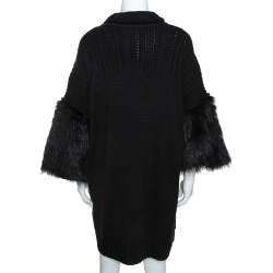 Pre Owned Roberto Cavalli Black Cashmere Blend Fur Lined Turtle Neck Sweater L