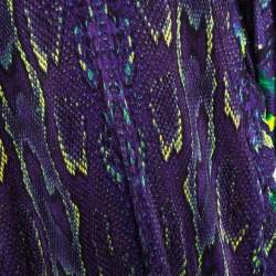 Pre Owned Roberto Cavalli Purple Snake Print Knit Belted Kaftan Top M